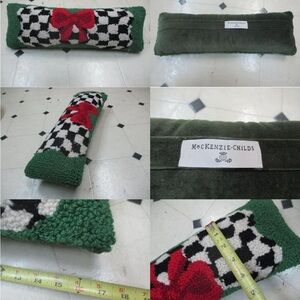 mackenzie childs courtly check dog bone holiday  pillow